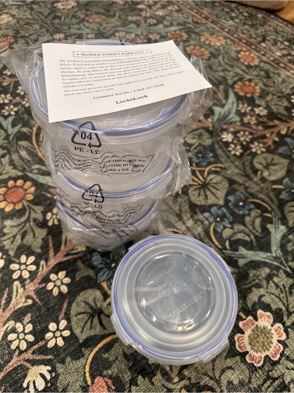 LocknLock QVC Round Food Storage Containers - Clear with Blue Seal (Set of 4)